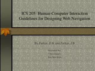 ICS 205: Human-Computer Interaction Guidelines for Designing Web Navigation