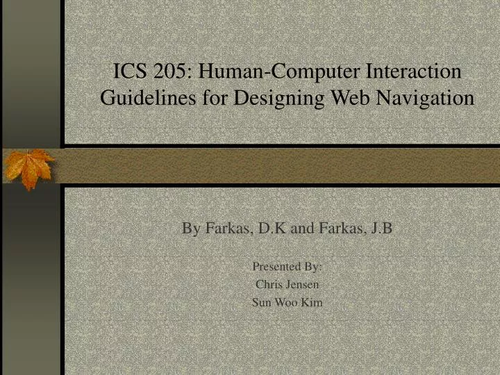 ics 205 human computer interaction guidelines for designing web navigation