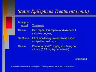 Status Epilepticus Treatment (cont.)