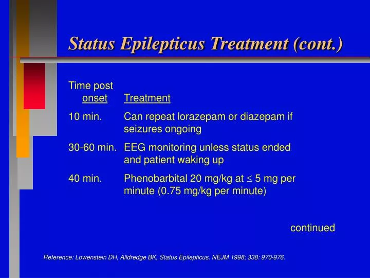 status epilepticus treatment cont