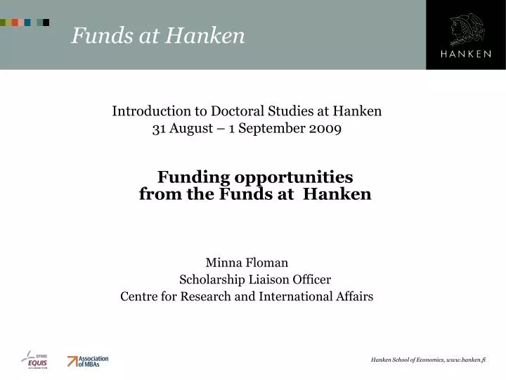 funds at hanken
