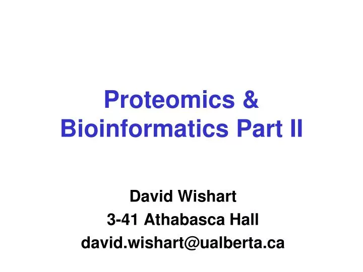proteomics bioinformatics part ii
