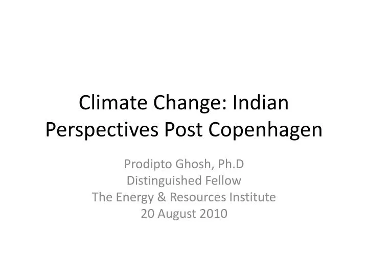 climate change indian perspectives post copenhagen