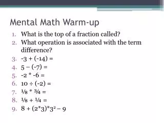 Mental Math Warm-up