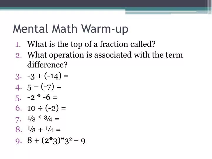 mental math warm up