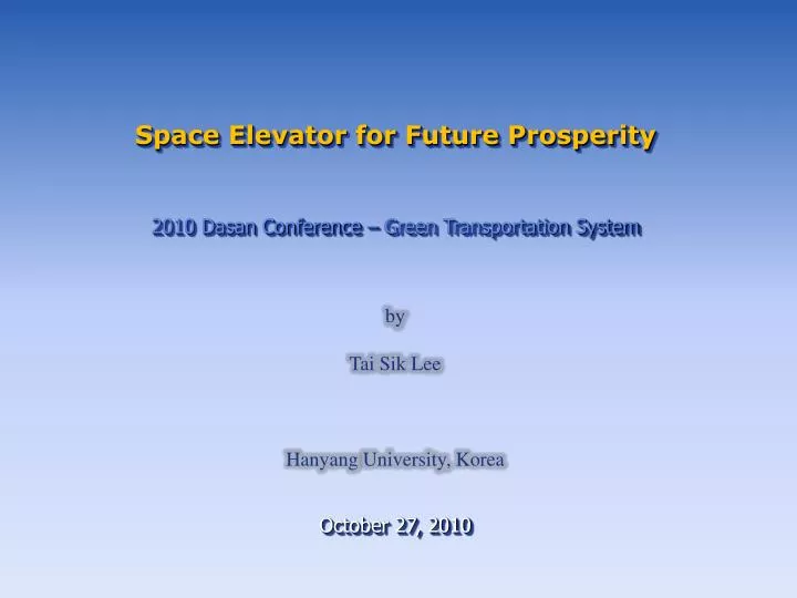 space elevator for future prosperity