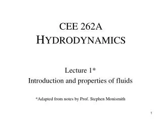 CEE 262A H YDRODYNAMICS