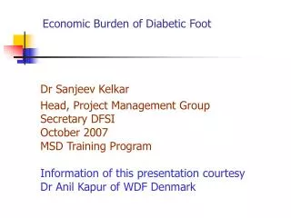 Economic Burden of Diabetic Foot