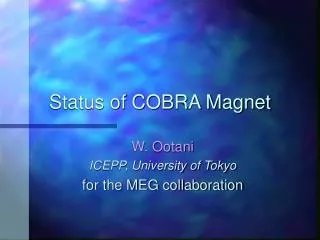 Status of COBRA Magnet
