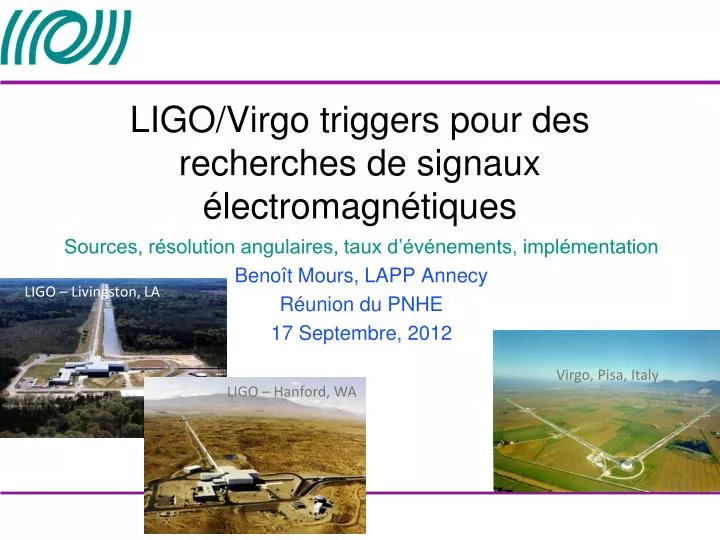 ligo virgo triggers pour des recherches de signaux lectromagn tiques