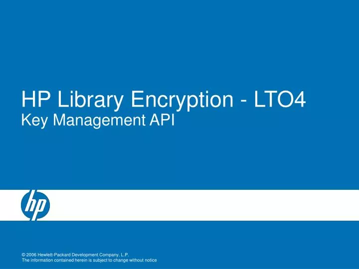 hp library encryption lto4 key management api