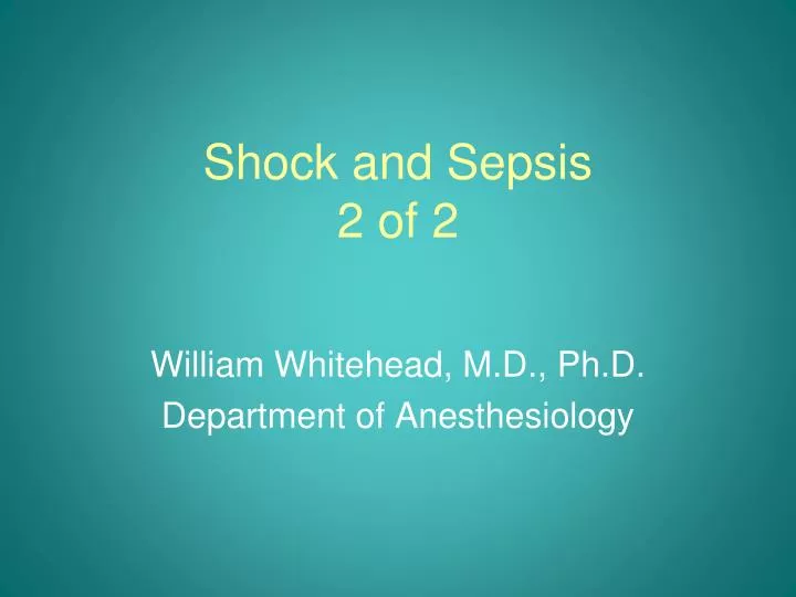 shock and sepsis 2 of 2