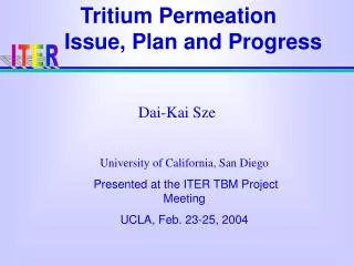 Tritium Permeation Issue, Plan and Progress