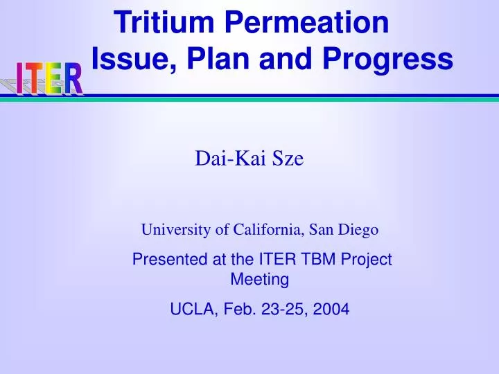 tritium permeation issue plan and progress
