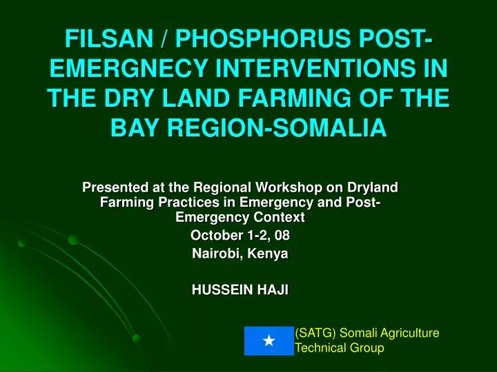 filsan phosphorus post emergnecy interventions in the dry land farming of the bay region somalia