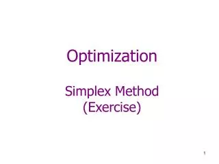Optimization Simplex Method (Exercise)