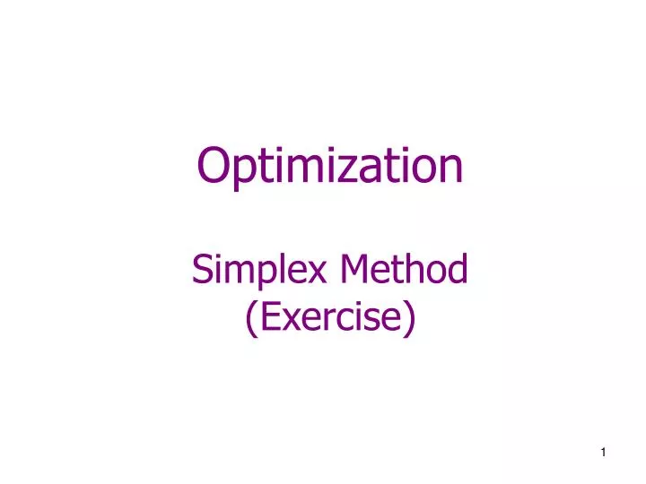 optimization simplex method exercise