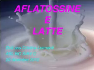 aflatossine e latte
