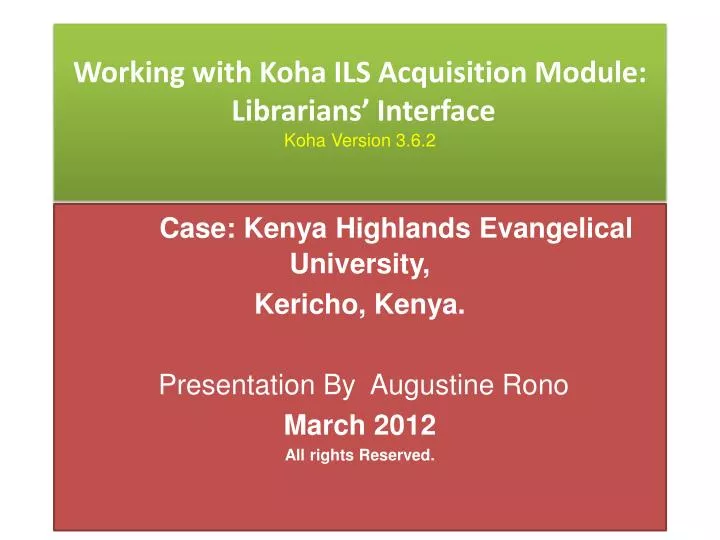 working with koha ils acquisition module librarians interface koha version 3 6 2
