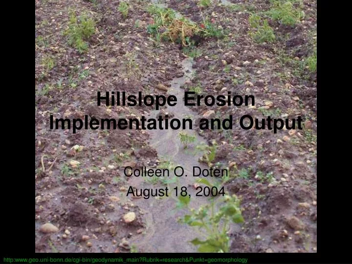 hillslope erosion implementation and output