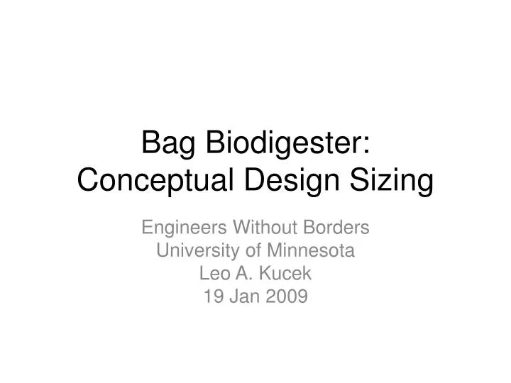 bag biodigester conceptual design sizing