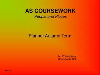 AS COURSEWORK People and Places