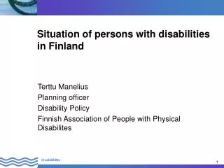 Situation of persons with disabilities in Finland