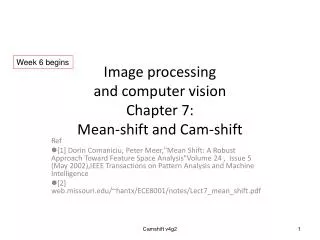 Image processing and computer vision Chapter 7: Mean-shift and Cam-shift
