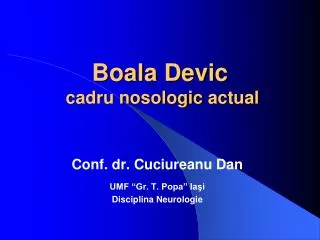 boala devic cadru nosologic actual