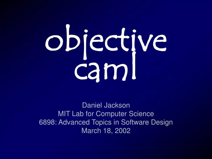 daniel jackson mit lab for computer science 6898 advanced topics in software design march 18 2002