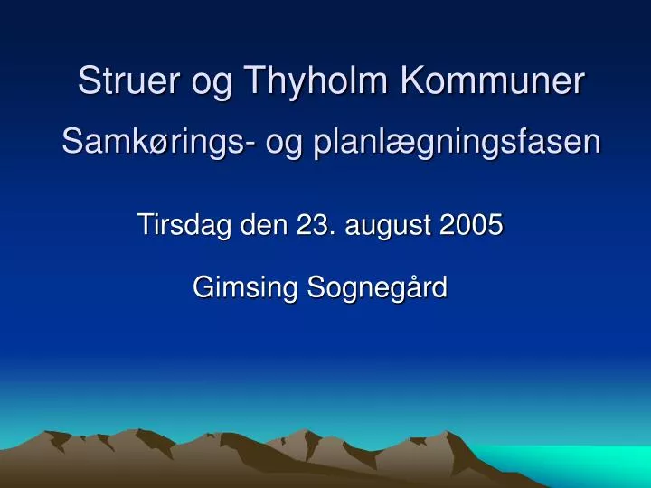 struer og thyholm kommuner samk rings og planl gningsfasen
