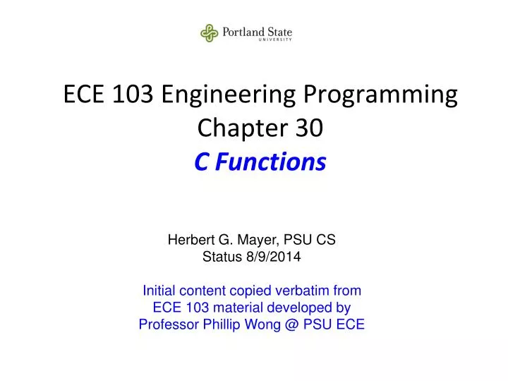 ece 103 engineering programming chapter 30 c functions