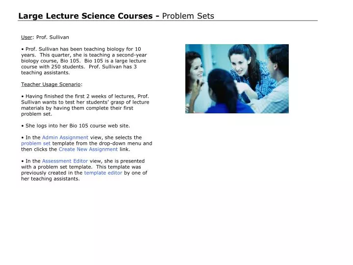 large lecture science courses problem sets