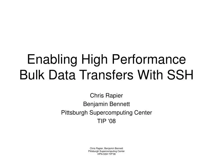 enabling high performance bulk data transfers with ssh