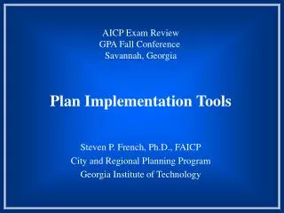 Plan Implementation Tools