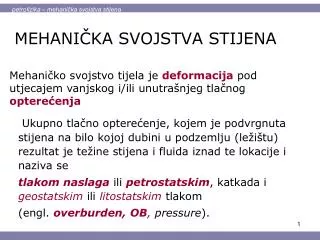 mehani ka svojstva stijena