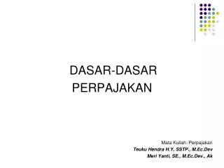 PPT - DASAR-DASAR PERPAJAKAN PowerPoint Presentation, Free Download ...