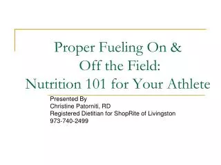 Proper Fueling On &amp; Off the Field: Nutrition 101 for Your Athlete