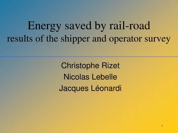 energy saved by rail road results of the shipper and operator survey