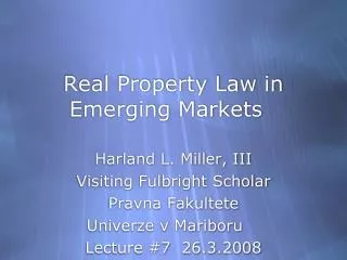 Real Property Law in Emerging Markets