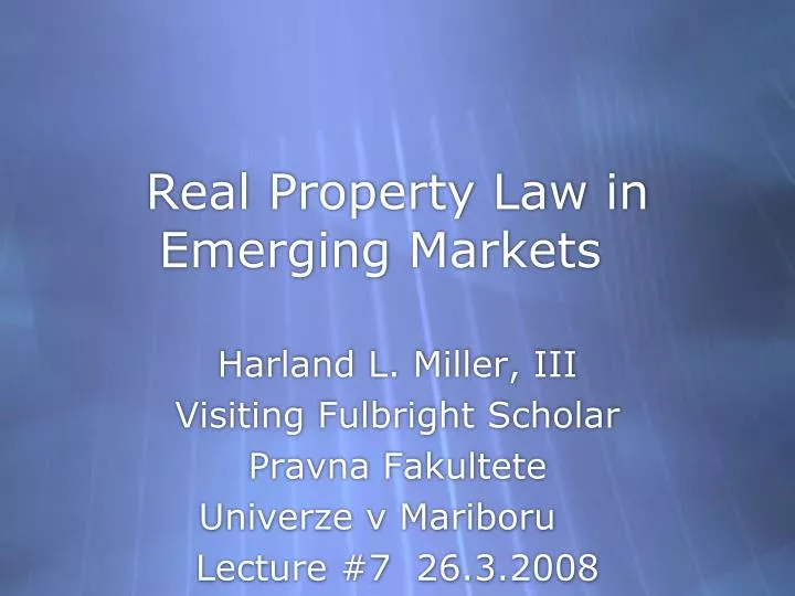 real property law in emerging markets