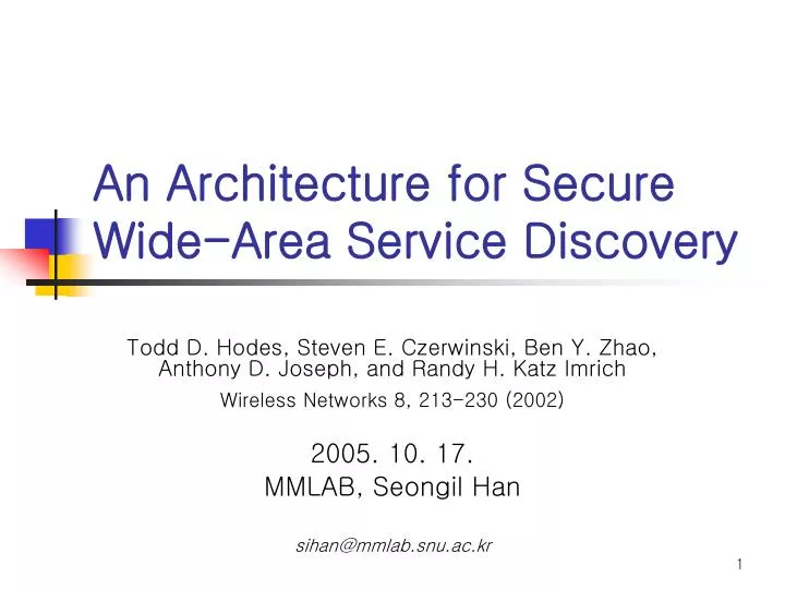 an architecture for secure wide area service discovery