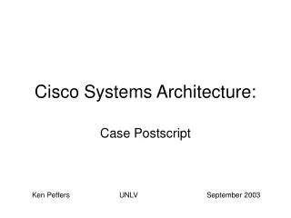 Cisco Systems Architecture: