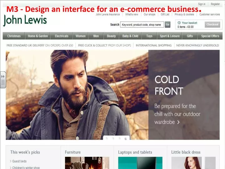 m3 design an interface for an e commerce business