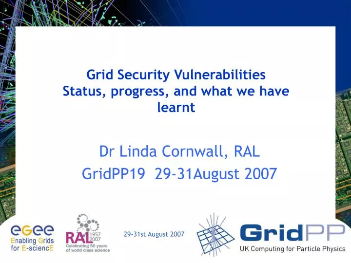 grid security vulnerabilities status progress and what we have learnt