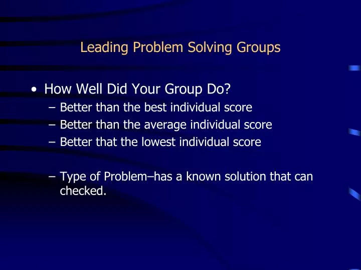 leading problem solving groups