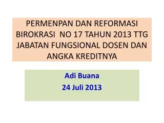 permenpan dan reformasi birokrasi no 17 tahun 2013 ttg jabatan fungsional dosen dan angka kreditnya