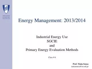 Energy Management: 2013/2014