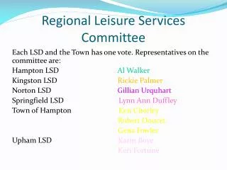Regional Leisure Services Committee