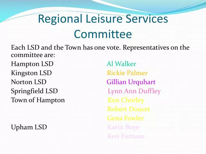 regional leisure services committee